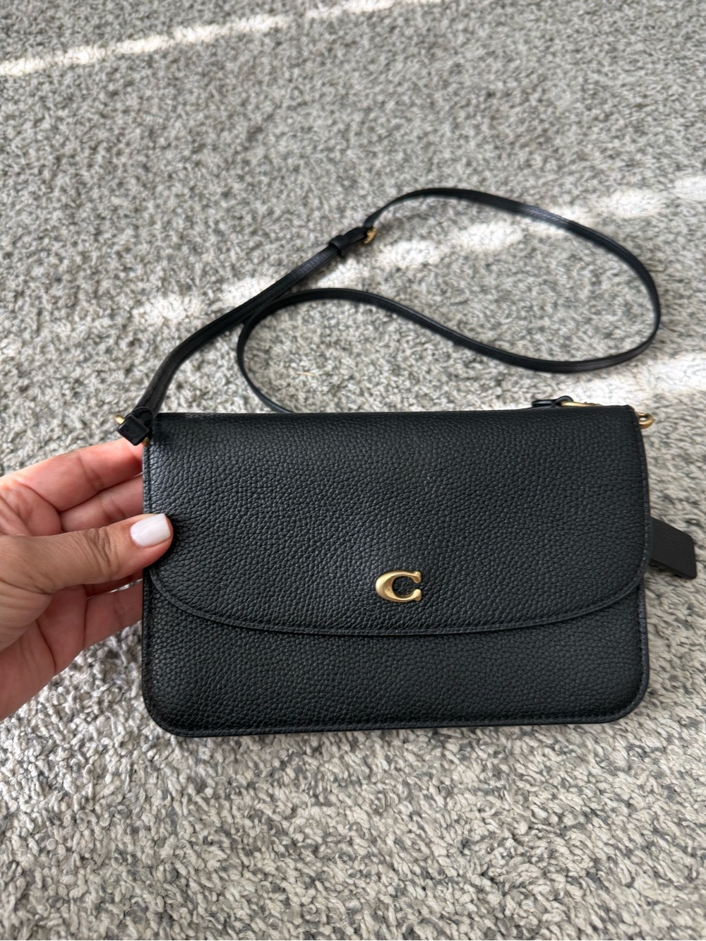 Coach Black Pebbled Leather Crossbody with Gold 'C' Accent F2357-C4815